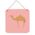 Micasa Arabian Camel Dromedary Pink Check Wall or Door Hanging Prints, 6 x 6 in. MI234156